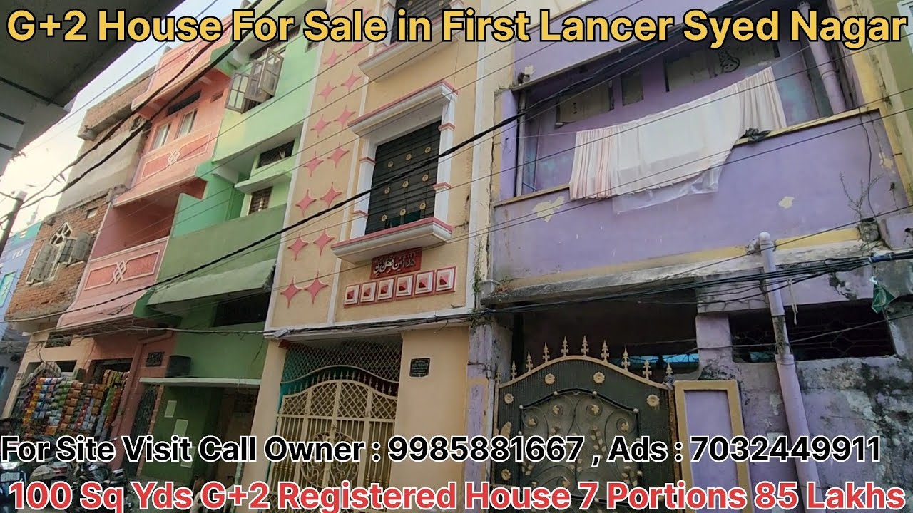 G+2 House For Sale in First Lancer Syed Nagar Masabtank Hyd 100 SqYd G+2 #house 7 Portions 85 Lakhs