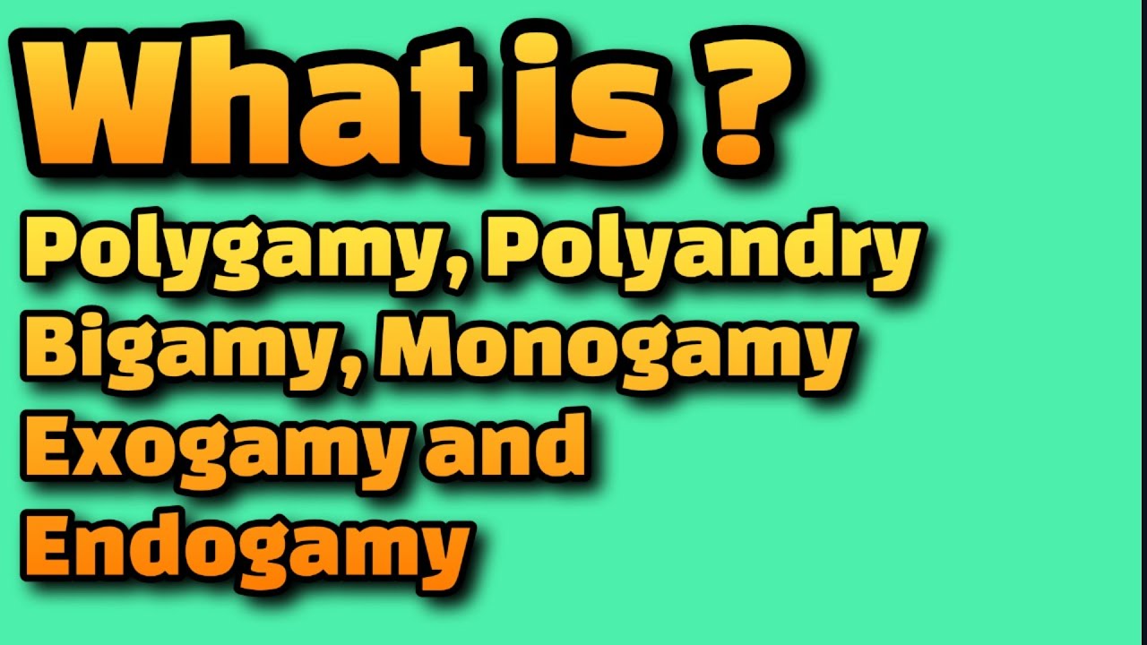 What is Polygamy Polyandry Bigamy Monogamy Exogamy and Endogamy