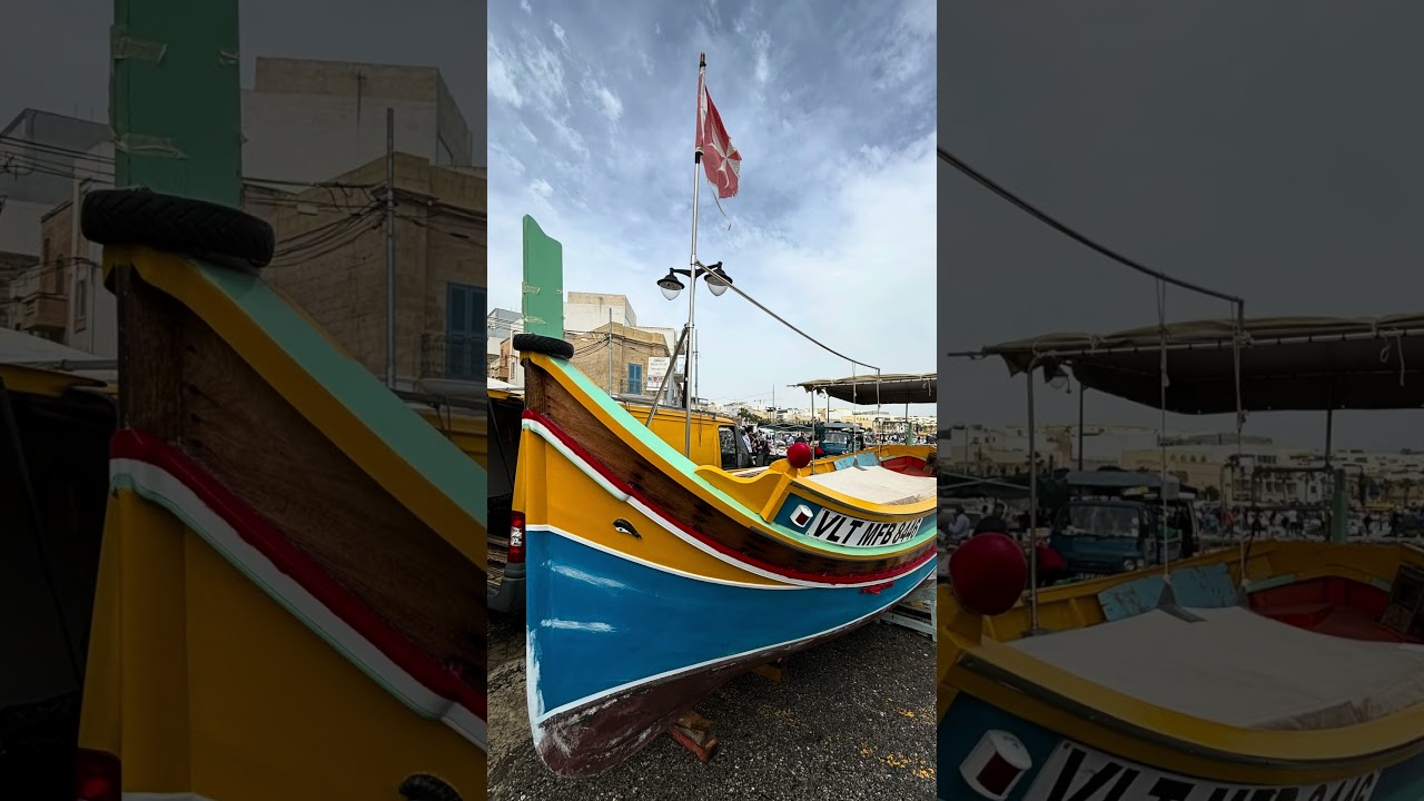 Painted wooden fishing boats (Luzzu), Marsaxlokk, Malta 