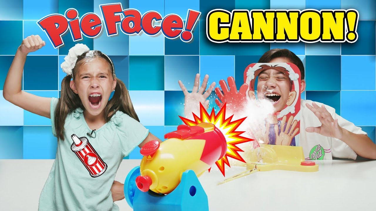 PIE FACE CANNON CHALLENGE!!! Get Blasted with Whipped Cream!
