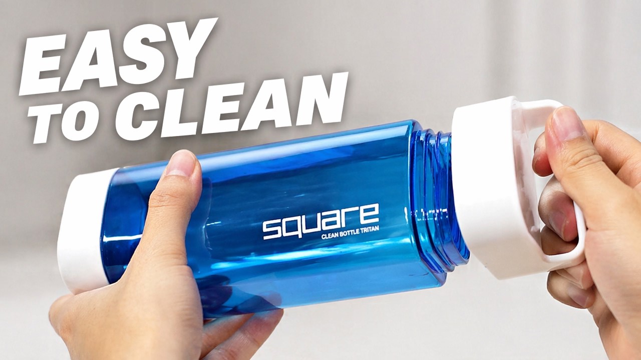 Clean Bottle Tritan Square BPA-Free Water Bottle, Opens from Both Ends (25 Ounce, Blue) review