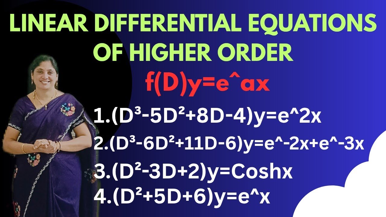Particular Integral-f(D)y=e^ax- Linear Differential Equations of Higher Order - problems