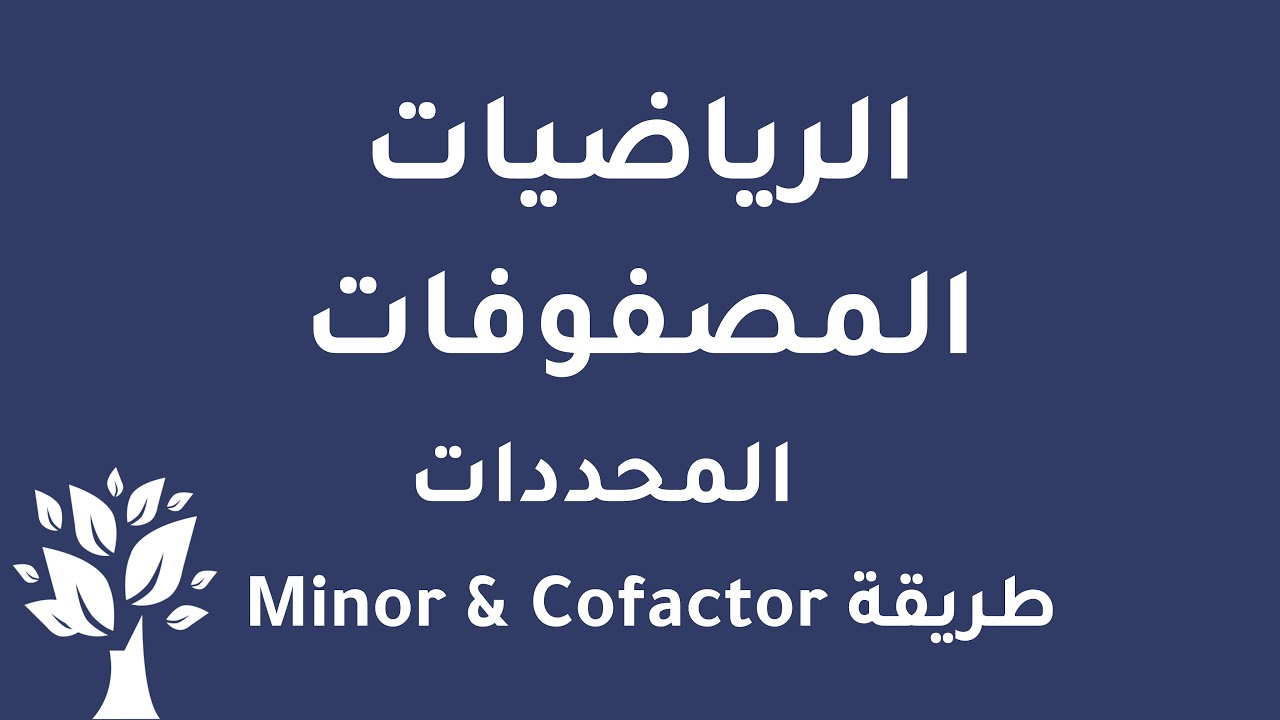 [Arabic] Math / Matrices / Determinants (Minor & Cofactor Method)