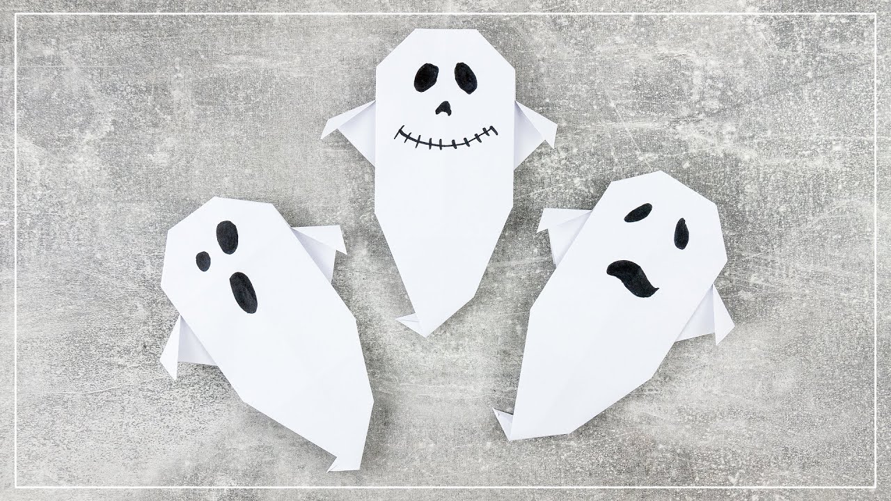 DIY Origami Geister aus Papier selber basteln 👻 | einfache Halloween Deko Idee