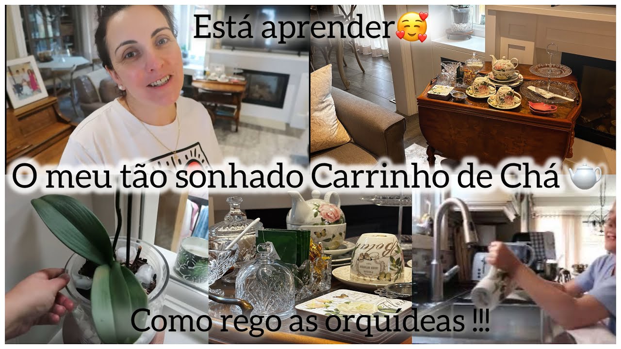 O meu tão sonhado Carrinho de Chá🫖Dica de como rego as Orquídeas/A Ines esta aprender...