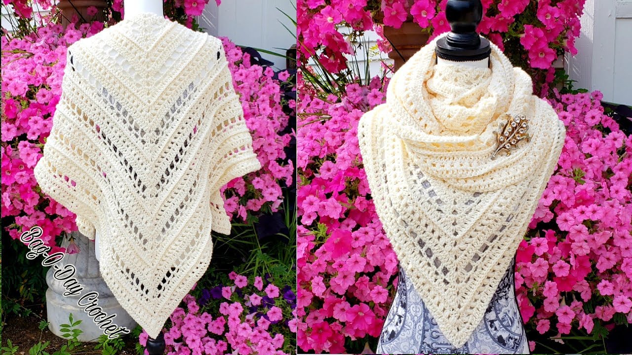 How to crochet a ladies shawl | Pure Innocence | Bag o day Crochet Tutorial #503