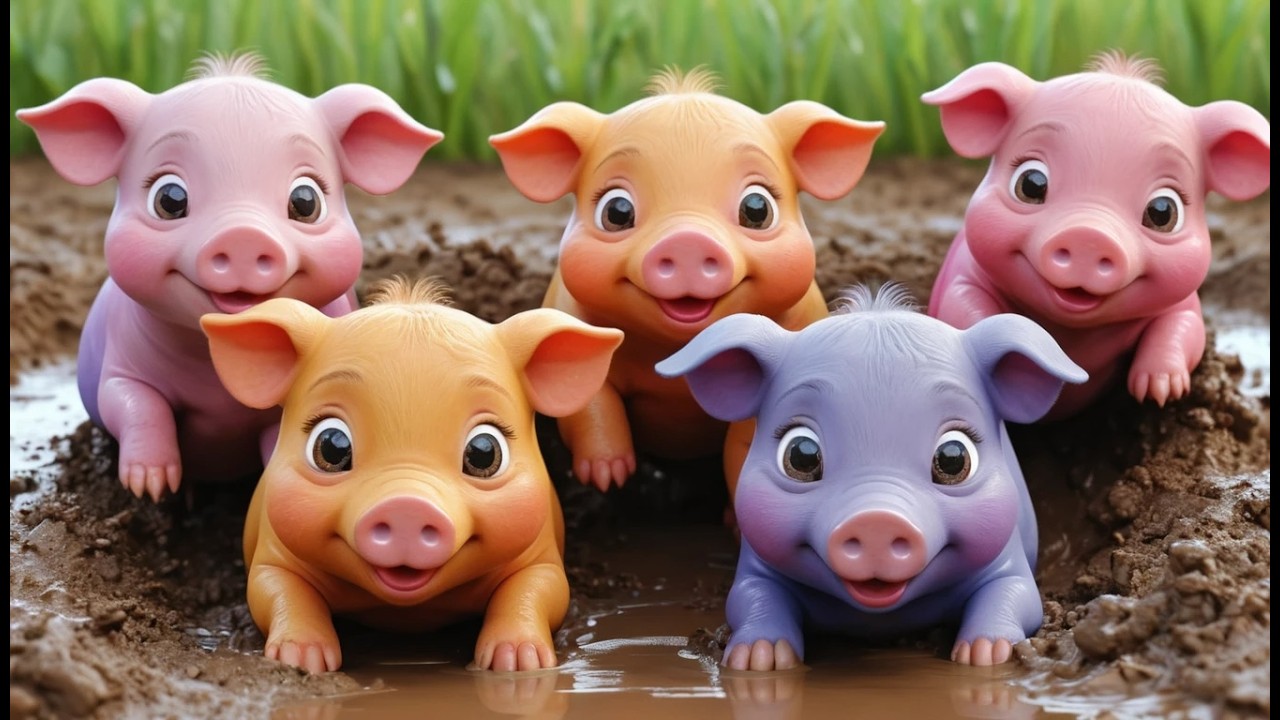 Five Little Piglets Rolling in the Mud | Fun Farm Song & Counting Rhyme