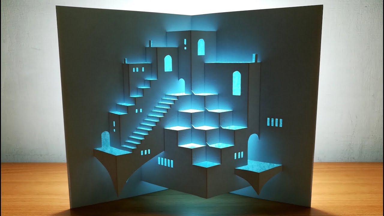 3D Origami Architecture｜pop up card｜paper art｜kirigami｜How to make origami architecture｜3D摺紙建築卡片
