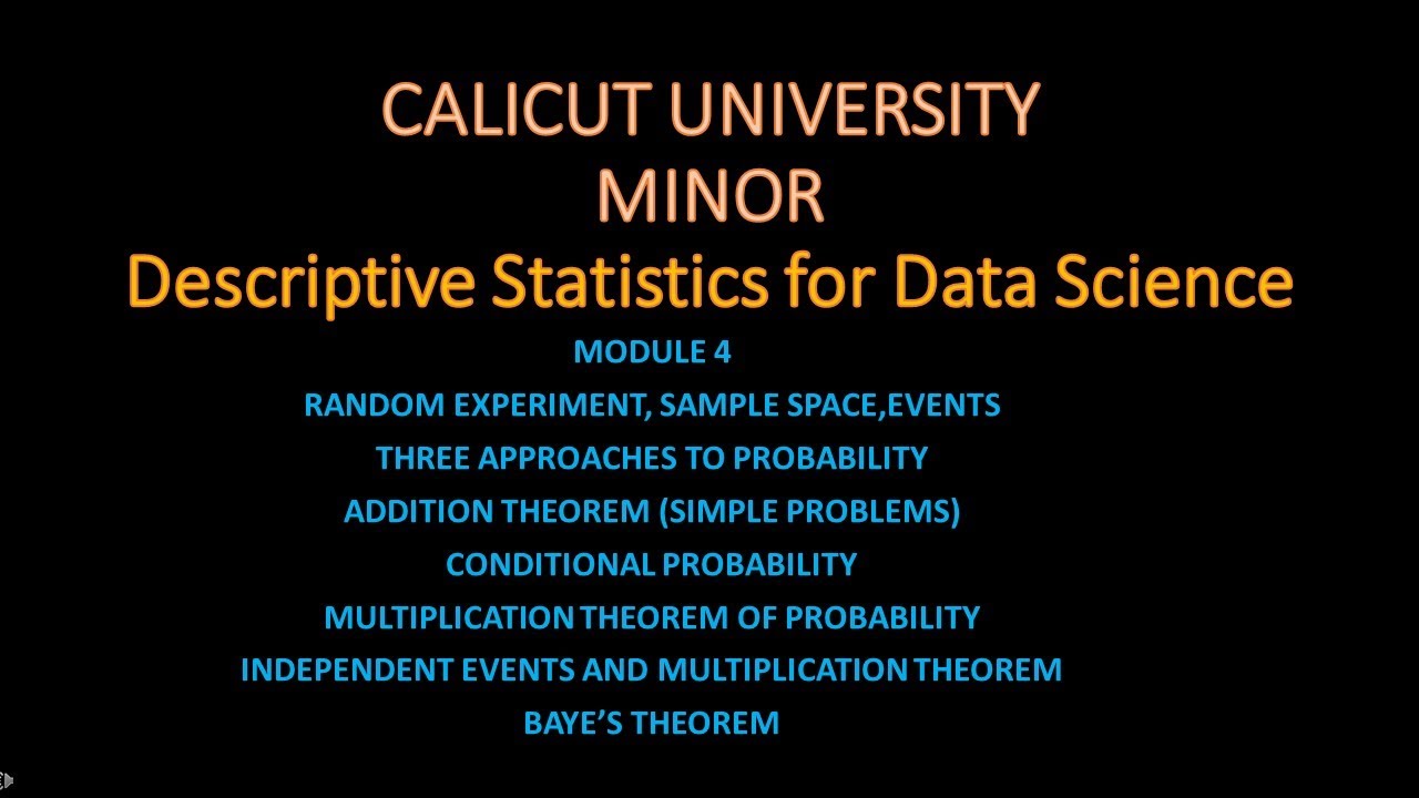 CALICUT UNIVERSITY- MINOR-Descriptive Statistics for Data Science- MODULE 4