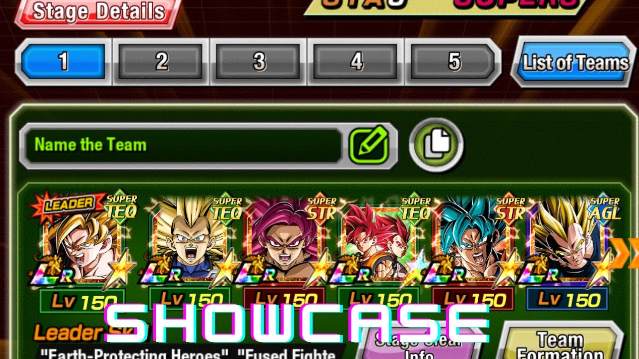 Pure sayains team showcase (dragon ball legends)