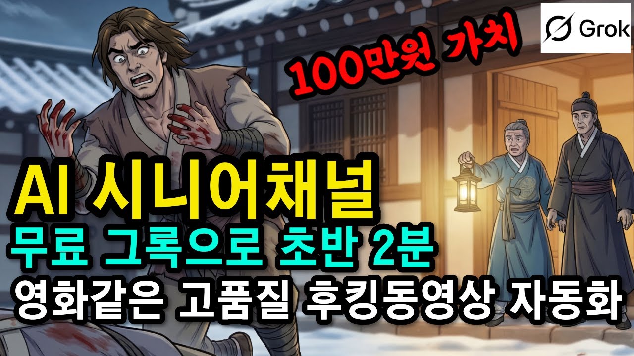 🟣(100만원 가치)무료 그록으로 초반 2분 영화같은 후킹동영상 자동화 특급비밀