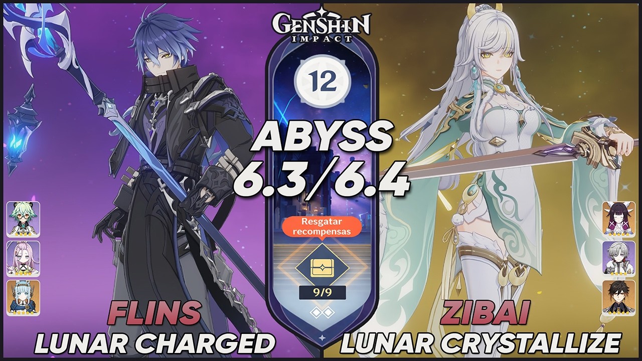 C0 Flins Lunar Charged & C0 Zibai Lunar Crystallize | Abismo Espiral 12 - 6.4 | Genshin Impact
