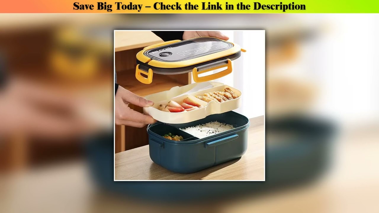 New Arrival 1200ML 2 Layer Bento Lunch Box With Spoon Fork, Kid High Capacity Microwae Food Contain