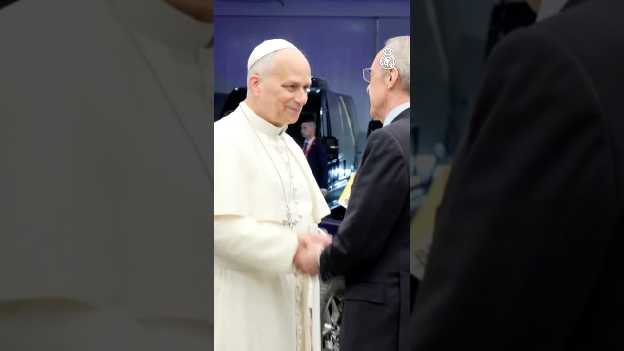 President Florentino P&eacute;rez 🤝 Pope Leo XIV #RealMadrid
