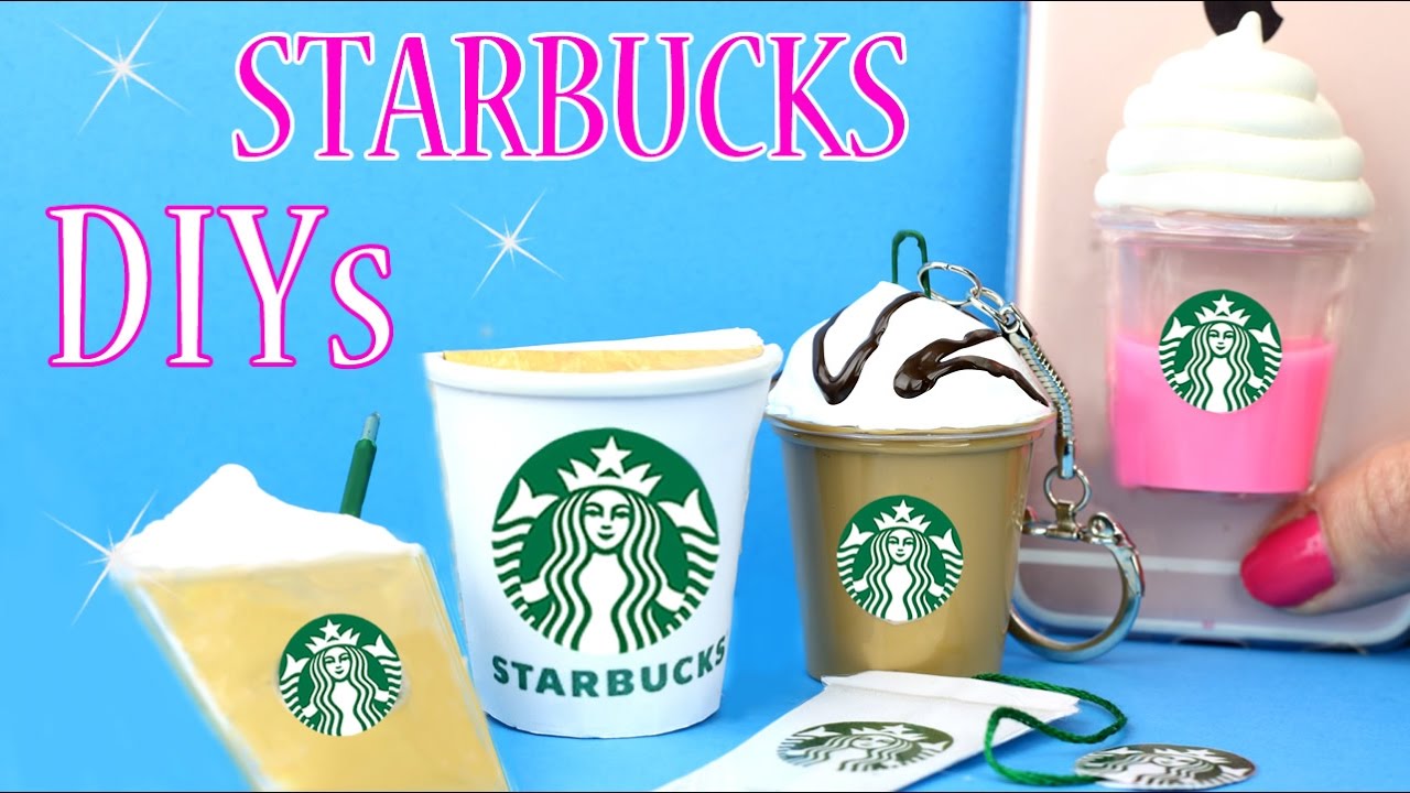 DIY School Supplies - 5 Starbucks DIYs (Liquid Phone Case, Mini Notebook, Slime   Pen & Keychain..)