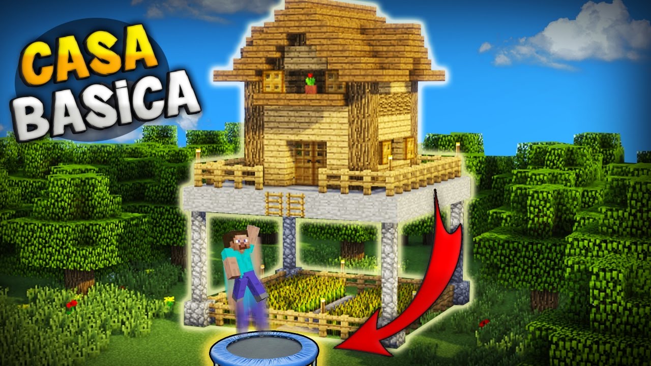 MINECRAFT: COMO HACER UNA CASA PARA SURVIVAL ANTI-ZOMBIES CON UN BRINCOLIN PARA ENTRAR!