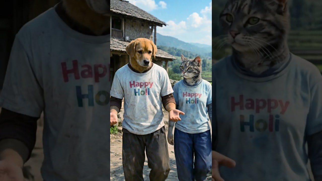 Dog & Cat Celebrate Holi with Mud &ndash; Heartwarming Nepali Short!