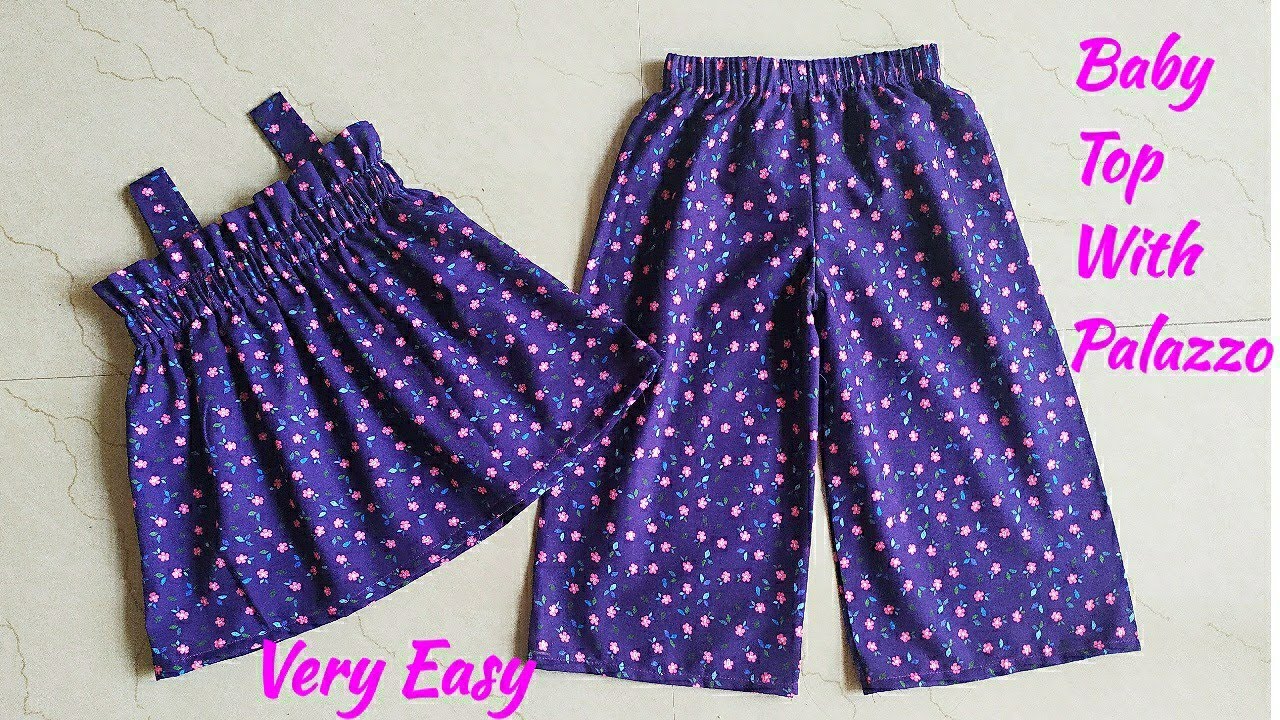 Cute Baby Top With Palazzo Pant Cutting and Stitching