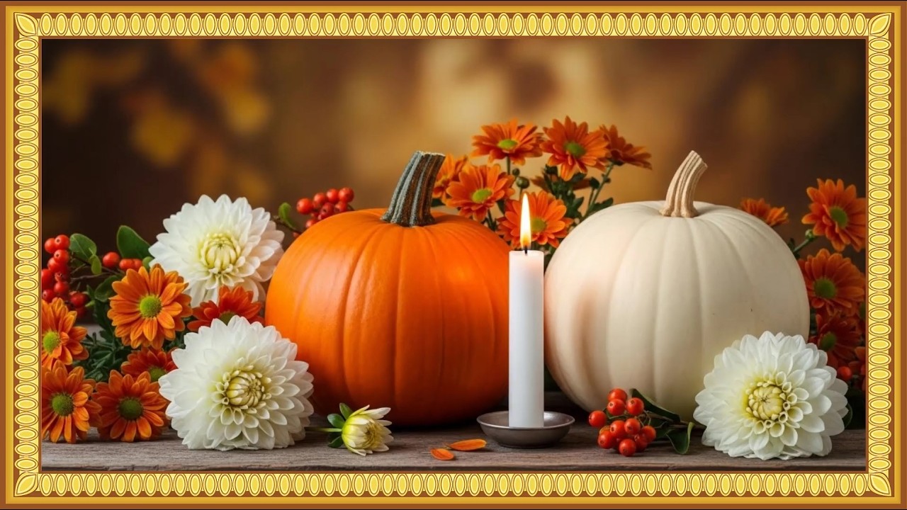 Pumpkins Oil Painting | Gold Frame | 2 Hours | 5 Rotating images