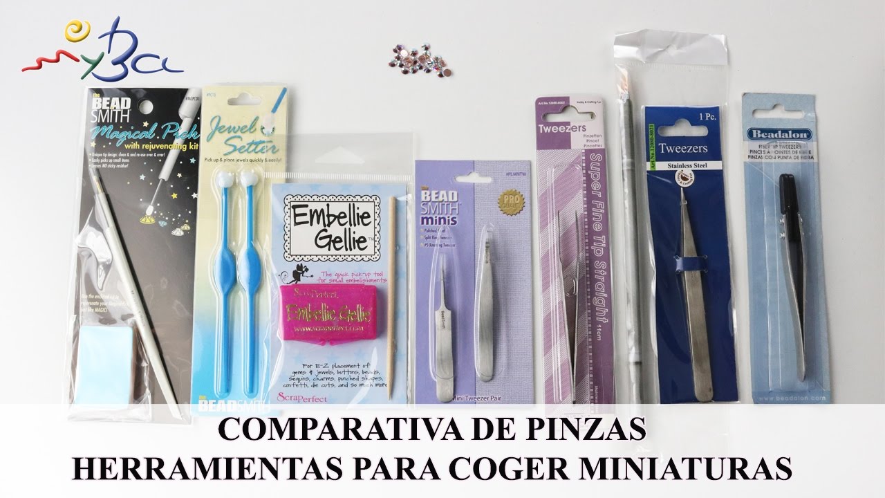 Comparativa de pinzas. Herramientas para coger miniaturas y cristales strass.