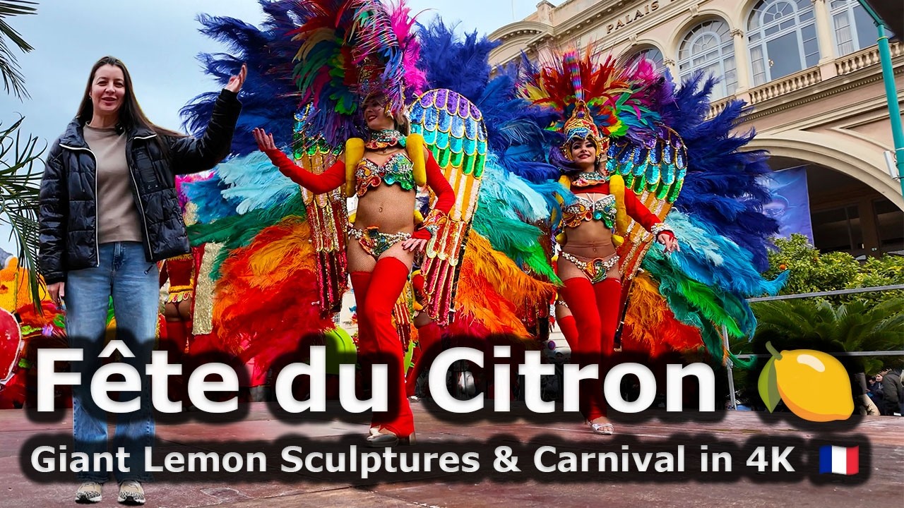 Menton Lemon Festival 2026 🍋 🇫🇷 | 🎭 Fête du Citron Parade & Giant Fruit Sculptures 🍋 (4K)