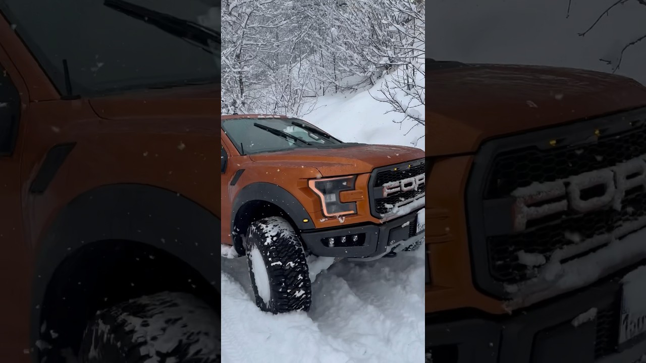 Ford Raptor with beadlocks in snow