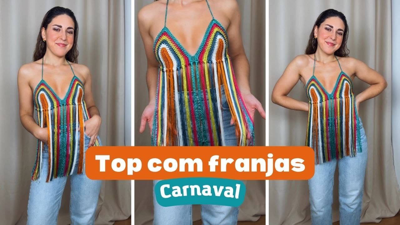 Top de Croch&ecirc; com Franjas  - Croch&ecirc; Carnaval - PAP crochet