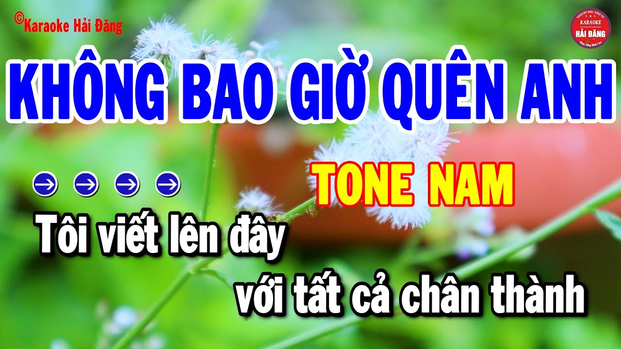 Karaoke Không Bao Giờ Quên Anh Tone Nam Nhạc Sống - Hải Đăng
