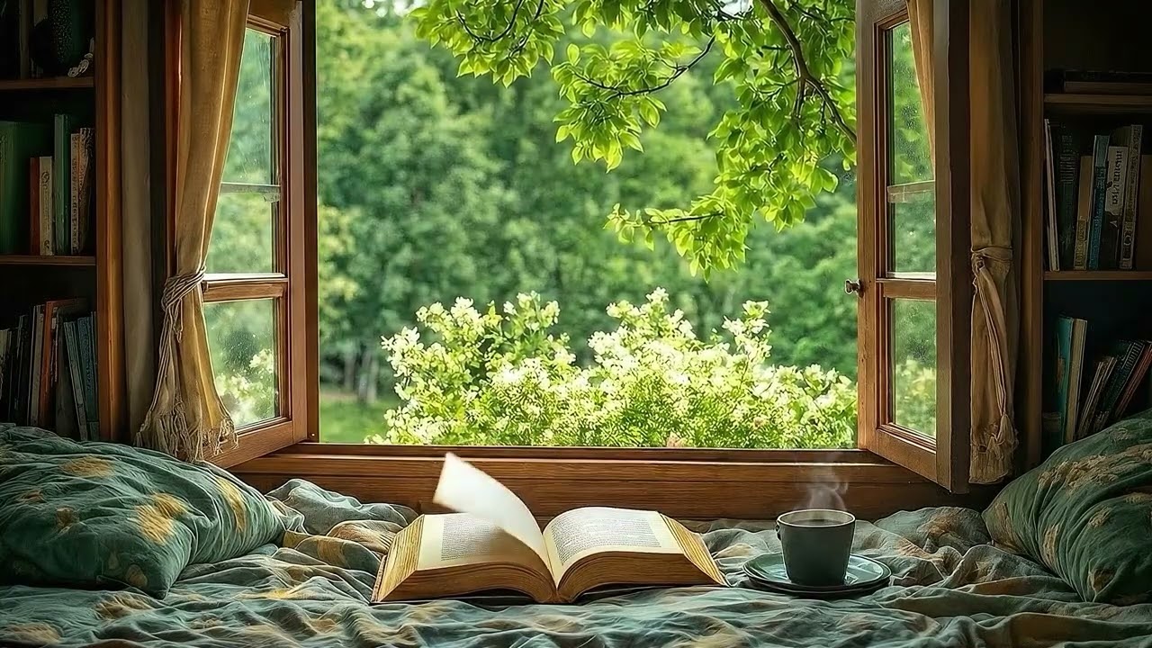 Cozy Book Nook by the Window 🌿 Bird Chirps, Gentle Breeze & Garden ASMR for Relaxation