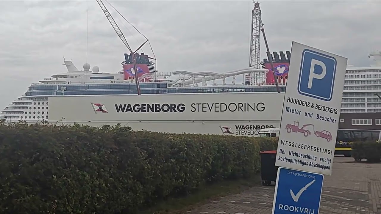 Disney Destiny Cruise Ship at Eemshaven Shipyard. Bad Weather Unfortunately🥺