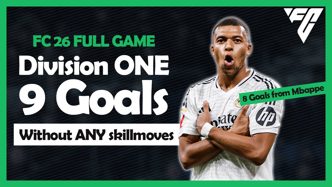 【#FC26 FULL GAME】9 Goals in D1 without any skillmoves｜8 Goals from Mbappe