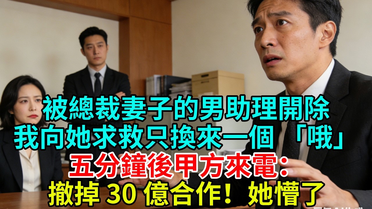 被總裁妻子男助理開除，我向她求救只換來一個 “哦”，五分鐘後甲方來電：撤掉 30 億合作！她懵了#故事頻道#故事#情感故事
