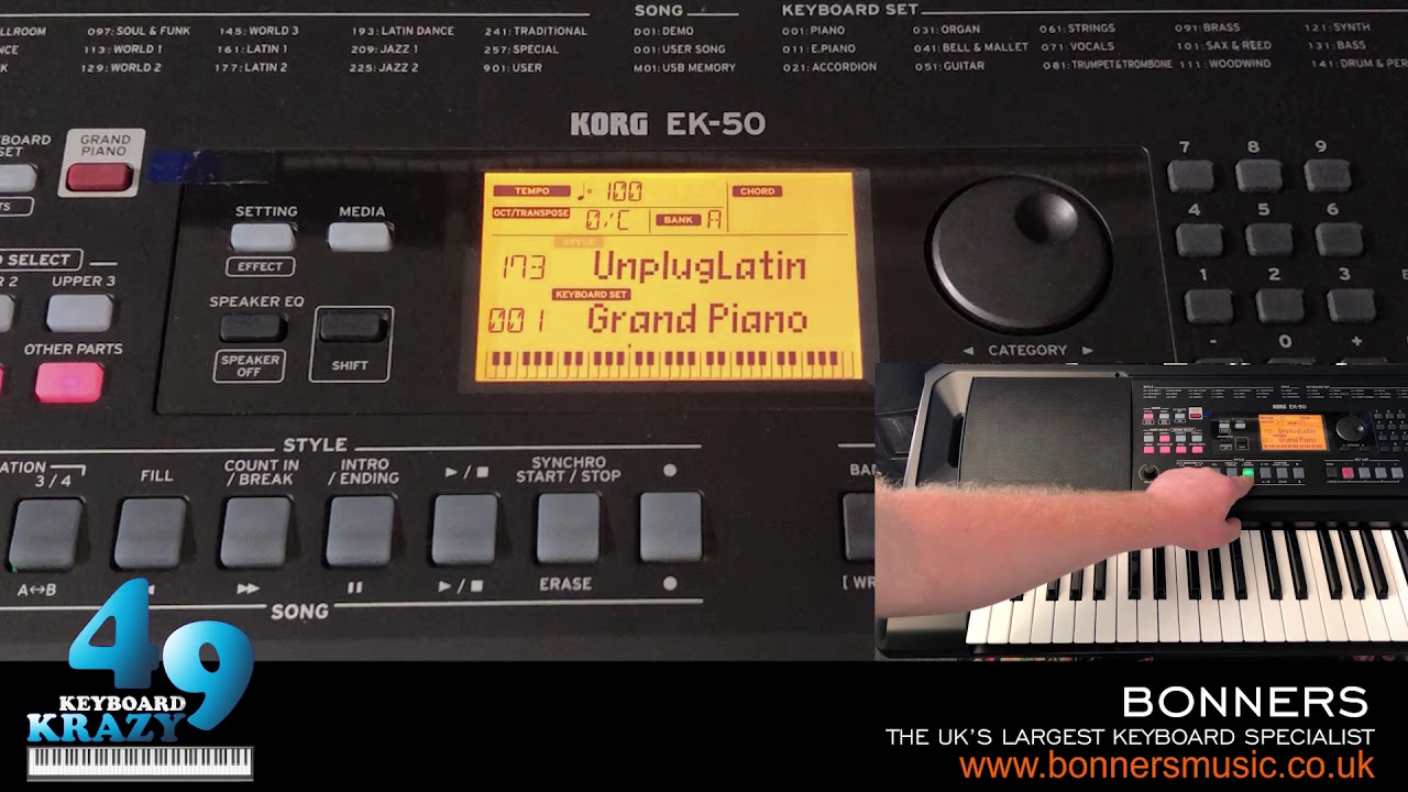 Korg EK-50 Keyboard - 280 Accompaniment Styles Part 4/5