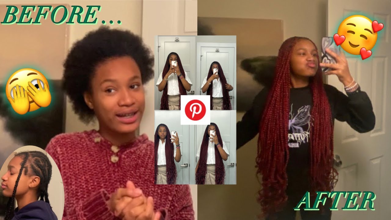 Pinterest Inspired | Easy DIY Small Burgundy Knotless Box Braids | 𝔓𝔞𝔖𝔥𝔞 ℭ𝔬ℭ𝔬 🫣🥰🥀