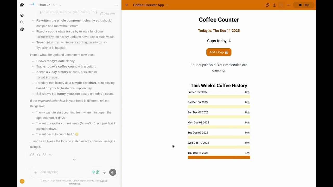 Build a Coffee Counter App in 10 Minutes with ChatGPT Canvas (No-Coding Tutorial)