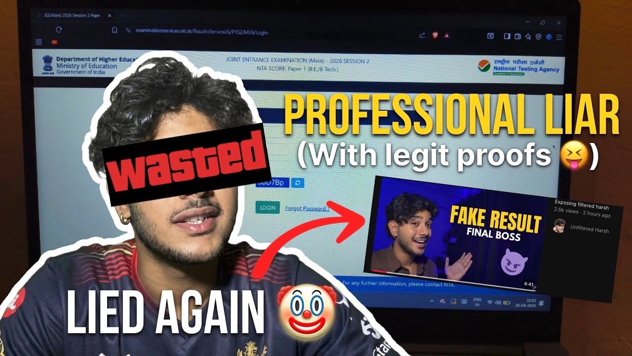 Caught Again 🤡: The Truth About Unfiltered Harsh&rsquo;s JEE Result