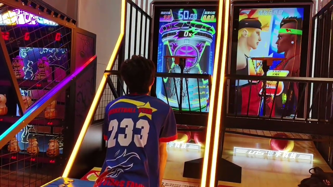 炫動2代籃球機7顆湯姆熊滑球-233換台打能衝更高分嗎？Storm Shot 2 Arcade Games with 7 Tom's World Slippery Balls