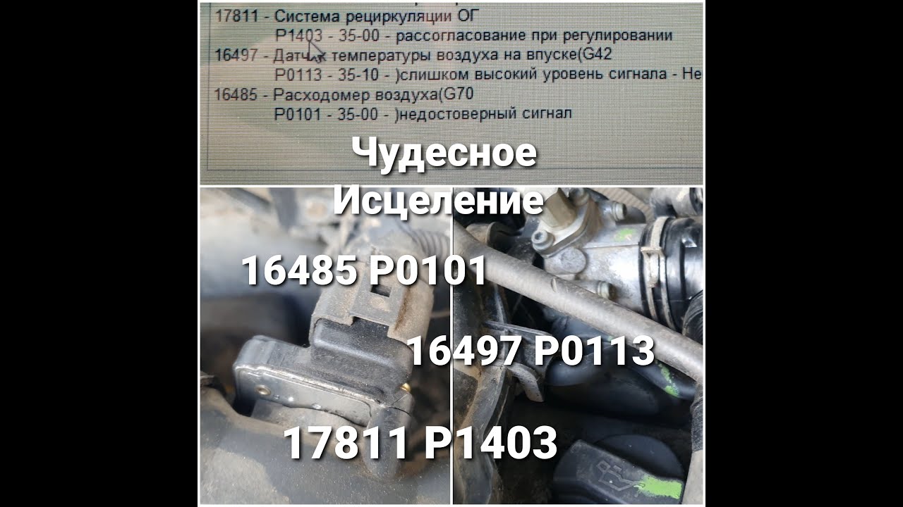 Ошибки 17811 p1403, 16497 р0113, 16485 р0101 Чудесное Исцеление Volkswagen