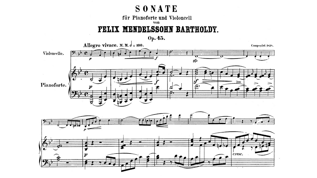Felix Mendelssohn - Sonata for Cello and Piano No. 1 [With score]