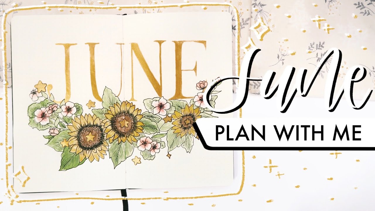 🌻  plan with me | june 2020 bullet journal setup (sunflowers, stars, journaling, and more!)🌻
