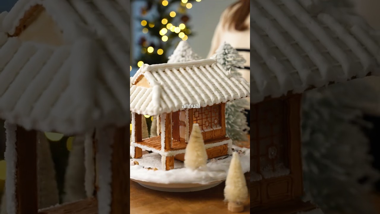 Building a Korean Hanok GINGERBREAD House 📐- DAY 2 #architecture #gingerbreadhouse