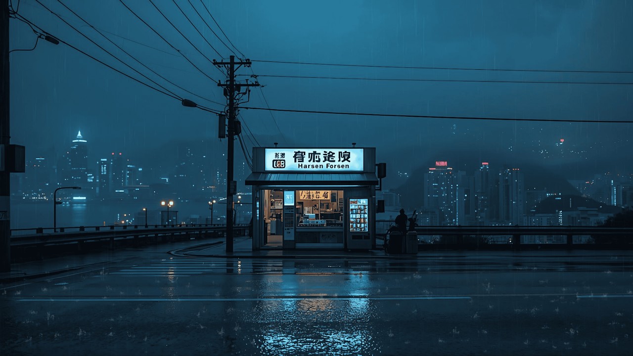 Osaka in Fading Rain 🌧️ — via 90s Lofi Deep Focus City Mood | 4K