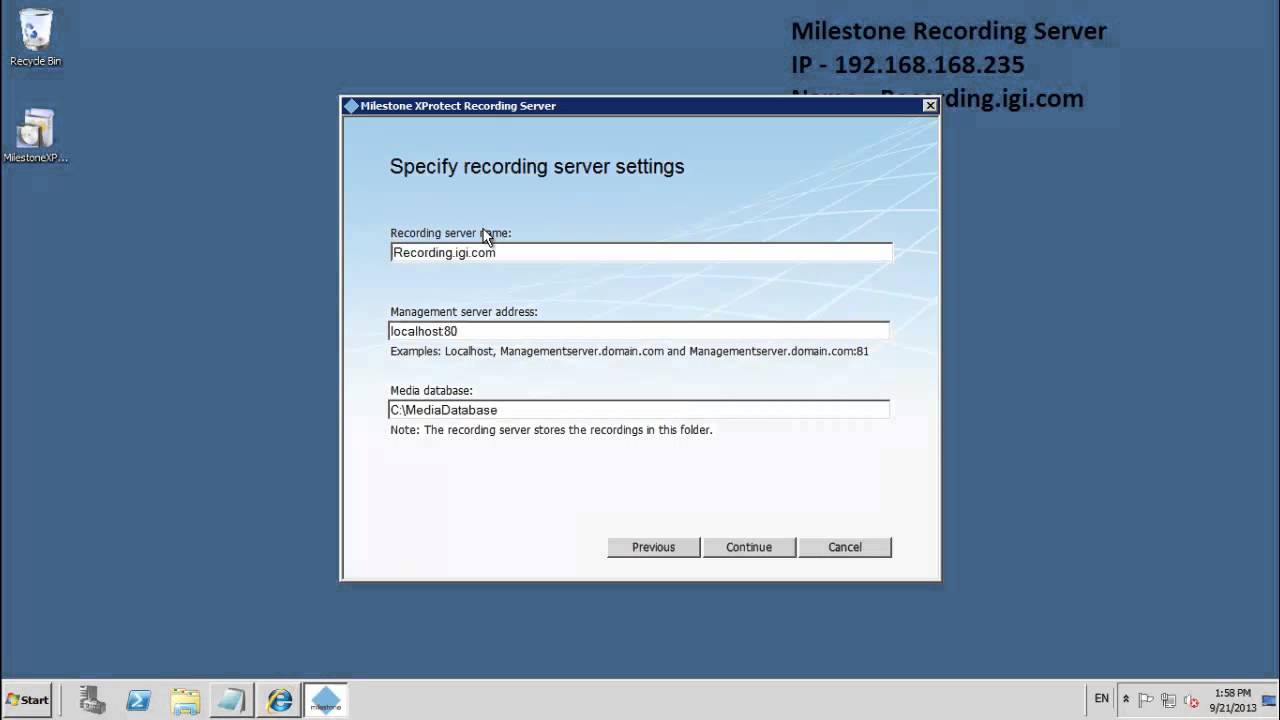 Milestone Corporate 6.0 Recording Server Installation (Step -- 07)