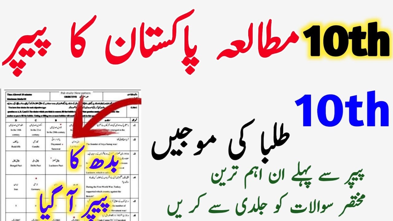 10th class pak study guess paper 2026 | Class 10 pak study important questions