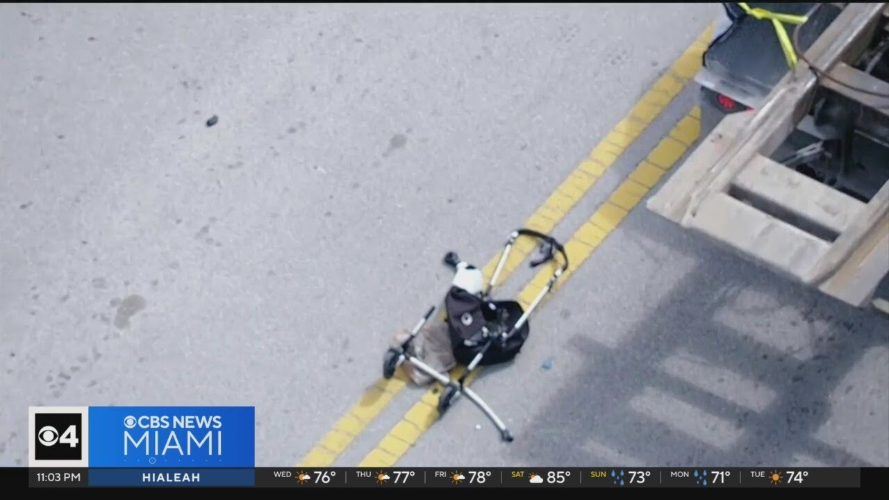 Mom pushig baby in stroller struck, killed by dump truck
