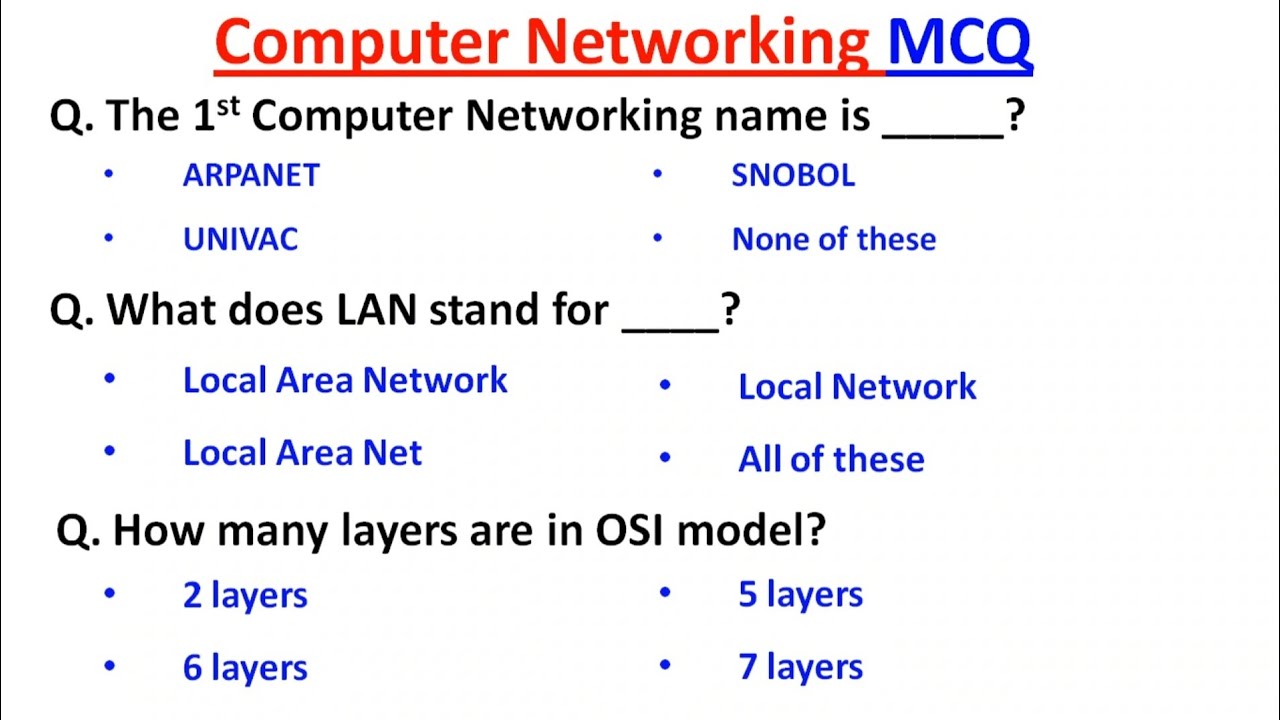 Top 30 Computer Networking Mcqs | Computer Networking Most Important MCQ