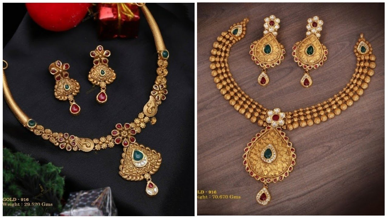 The Most Latest & Stylish Antique Gold Necklace Sets With Weight || Modern Trending Necklace Designs