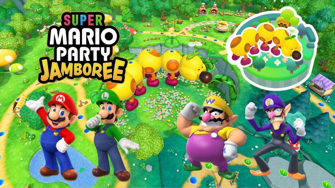 Super Mario Party Jamboree TV - Mega Wiggler's Tree Party (Mario and Luigi vs. Wario and Waluigi)