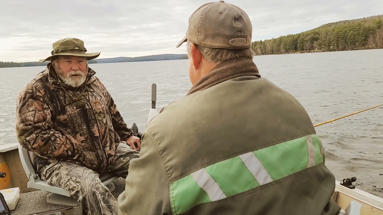 Thompson Lake Maine... Hitting some landlocked salmon trolling...life is good