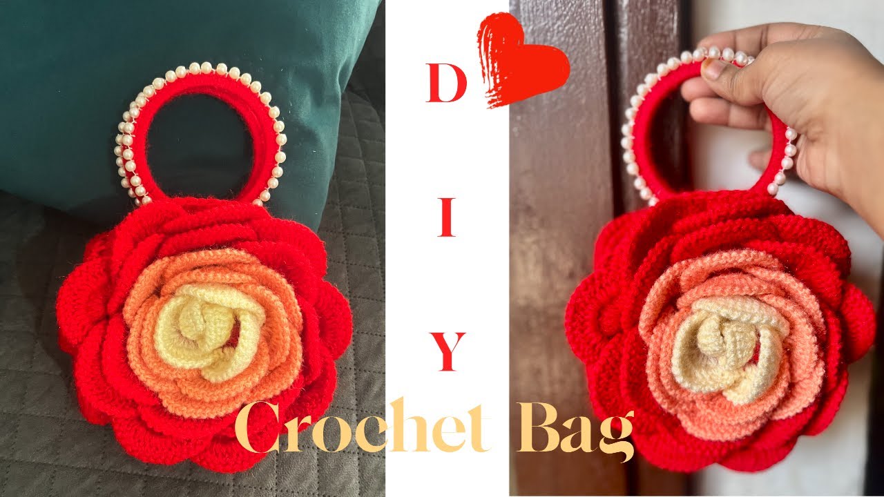 3D Rose Crochet Bag 🌹very easy rose flower making for beginners | handmade bag tutorial